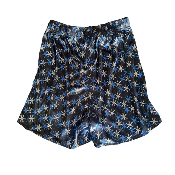 Black & Blue Snowflake Polyester Accent Sleep Shorts Small By Isaco - Picture 4 of 4